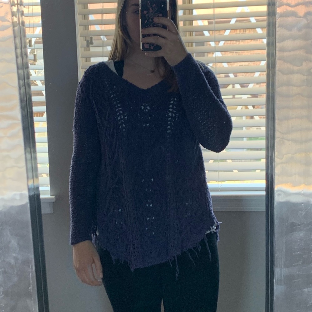 Free People Cross My Heart Sweater Purple sz XS